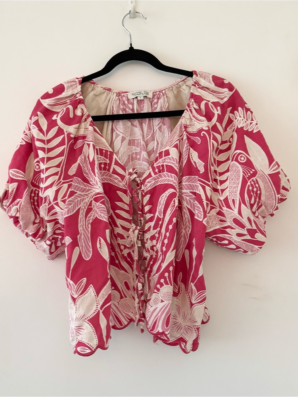 Rachel Zoe Pink & Cream Floral Puff-Sleeve Blouse